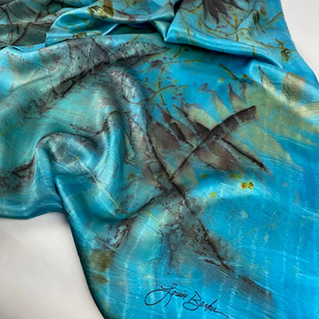 22 x 88 Blue Silk Scarf or Shawl