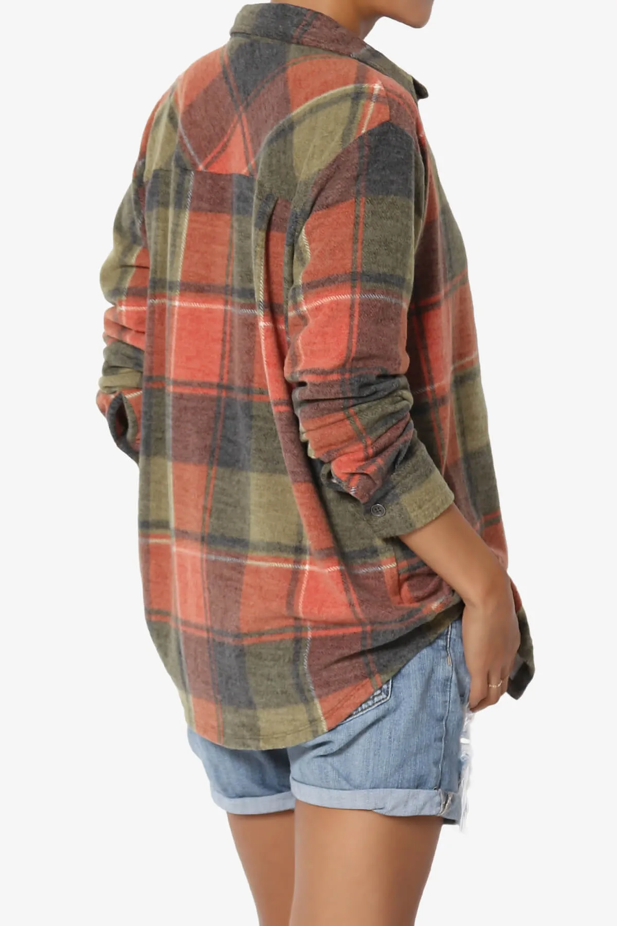 Everlie Soft Fleece Plaid Button Up Shirt