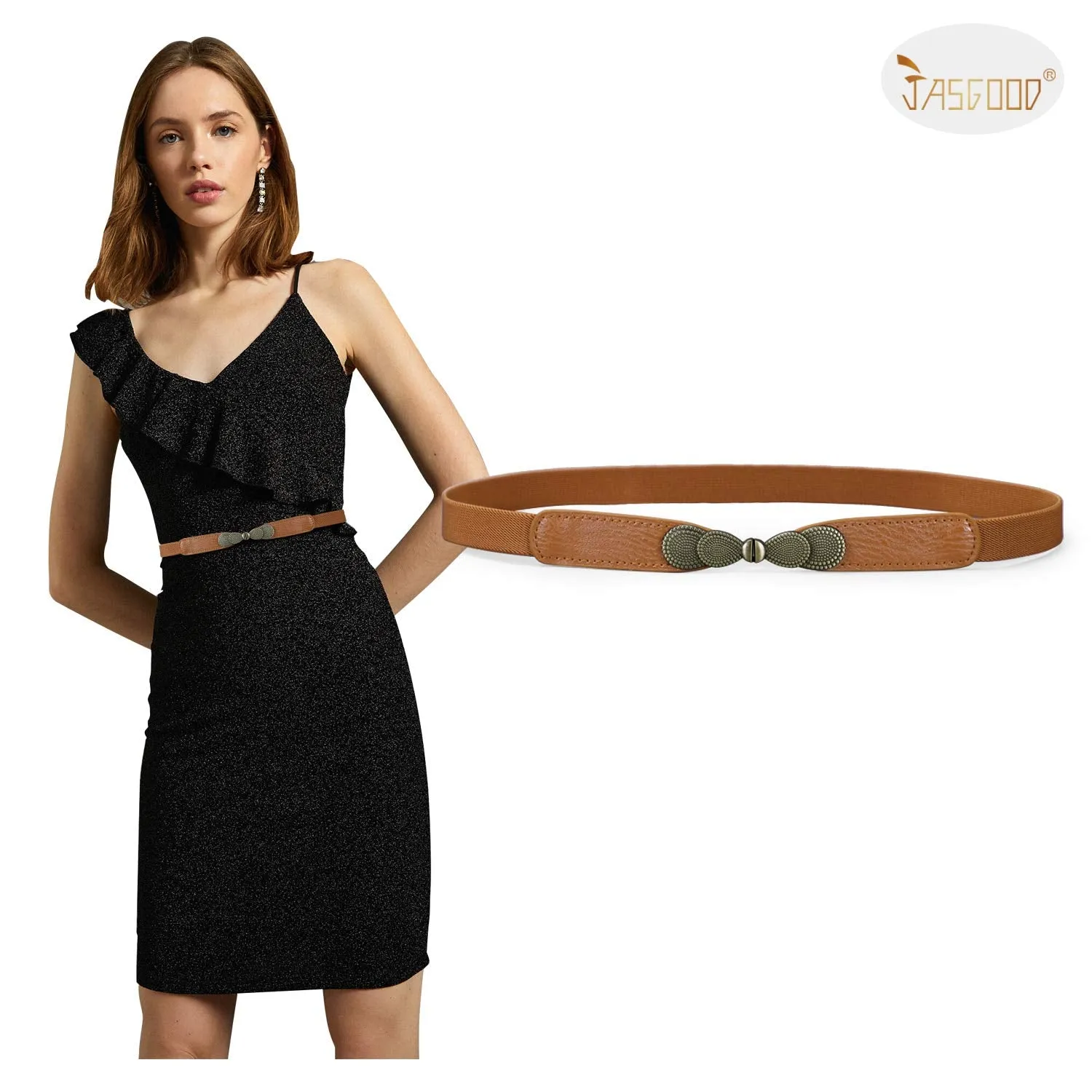 Women Skinny Elastic Stretch Belt for Dresses Retro Ladies Waist Vintage Thin Belt by JASGOOD